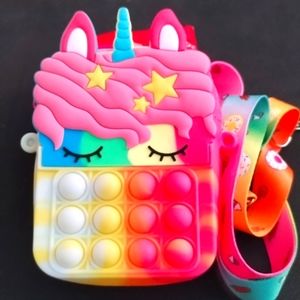 Girls Silicone Toy Unicorn Cross Bag.